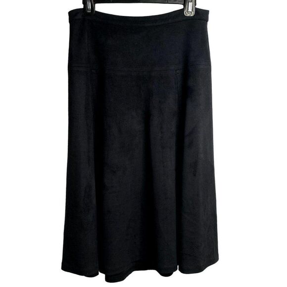 Premise Studio Black Moleskin Midi Skirt Sz 4 Flared Stretch - Picture 4 of 5